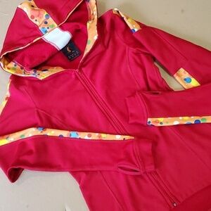 Sheila Moon SF hoodie red LS cycling jersey back pocket XS